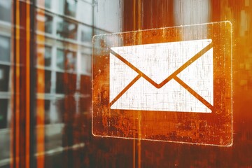 Poster - abstract postal envelope sketch on modern laptop background, e-mail and marketing concept.