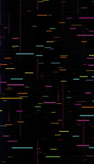 Poster - abstract digital lines data fragments flow of information particles on dark background futuristic motion technology theme vertical format