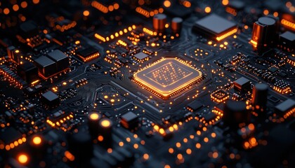 Aufkleber - Illuminated Central Processing Unit on a Circuit Board