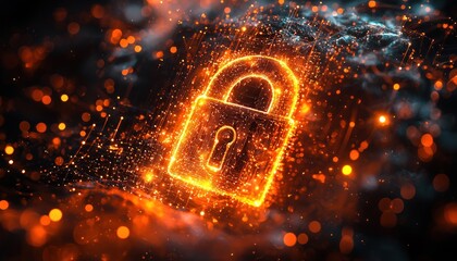 Aufkleber - Glowing Padlock Symbol with Abstract Network Lines