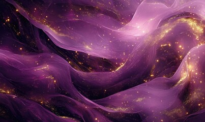 A purple and gold space background with stars and a purple and gold swirl