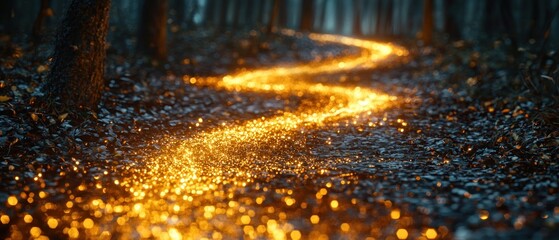Poster - A Winding Path of Golden Light Through a Dark Forest