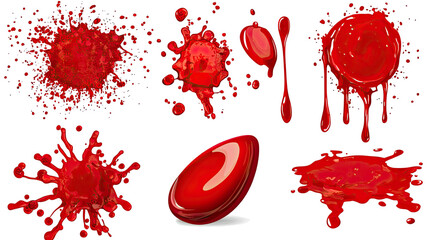 Poster - Red Blood Splatters and Droplets on Transparent Background Generative AI