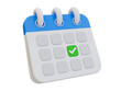 © peerapong - 3D illustration of calendar icon with a green check mark, symbolizing completed tasks, planning, or scheduling.
