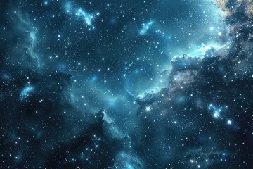 Wall Mural - blue sky with stars and clouds. the sky is filled with stars and clouds, creating a serene and peace