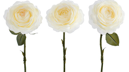 Poster - Elegant Collection of Single White Roses on Transparent Background Generative AI