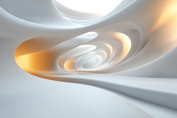 Poster - Abstract White Curved Interior With Warm Glow