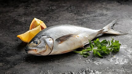 Poster - Beautifully presented whole pompano fish a delicious and nutritious tropical seafood delicacy meticulously arranged on a clean flat surface for a culinary showcase or product display