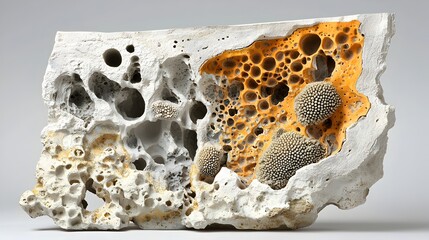 Aufkleber - Breathtaking cross section of a fossilized coral colony revealing the intricate and captivating natural patterns and textures that have been preserved over time