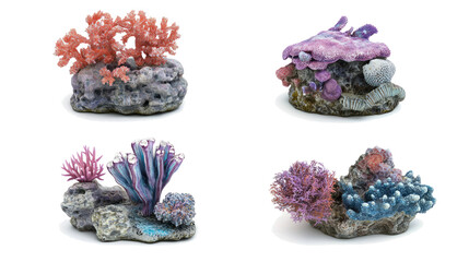 Poster - Vibrant Collection of Ocean Corals on a Clear Backdrop Generative AI