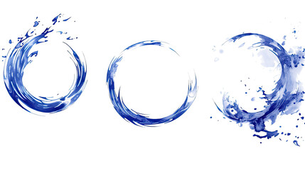 Poster - Traditional Chinese Blue Wave Patterns Set on Transparent Background Generative AI