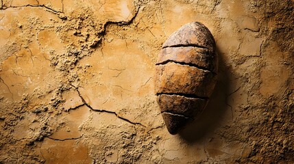 Aufkleber - Closeup View of a Fossilized Seed Pod from an Ancient Extinct Plant Species Preserved in Sedimentary Rock over Millions of Years