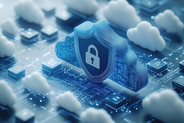 Aufkleber - Cloud Security with Shield and Lock on Circuit Board