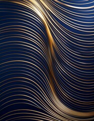 Wall Mural - Abstract gold lines on blue