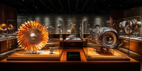 Aufkleber - Jet Engine Components on Display in a Museum