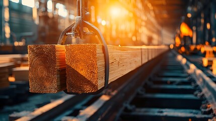 Leinwandbilder - Conveyor Belt Transporting Finished Plywood Panels for Construction and Manufacturing Purposes in an Automated Industrial Factory Setting