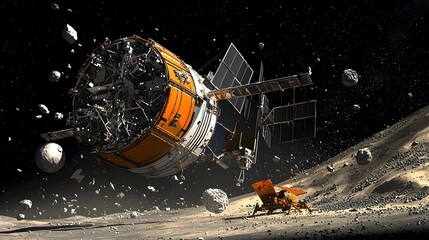 Aufkleber - Cutting edge space station with advanced modules dedicated to monitoring managing and remediating orbital debris paving the way for sustainable space and innovation