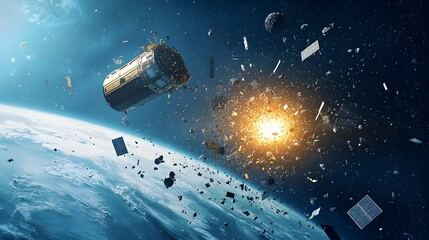 Aufkleber - Dangerous Space Debris Orbiting Earth s Atmosphere Posing Serious Threat to Satellites Spacecraft and Missions as Fragments Collide and Damage Critical Infrastructure