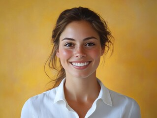 Poster - Smiling Woman in White Shirt