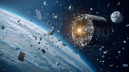 Poster - Deorbit Sail Gradually Pulling Space Debris Back to Earth s Atmosphere for Responsible Disposal and Environmental Conservation  Sustainable Space Technology