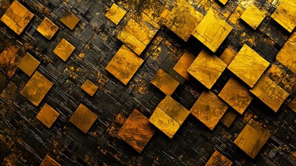 Aufkleber - A mesmerizing abstract mosaic of vibrant colorful geometric pixels on a sleek contemporary digital display surface  The intricate pattern of angular overlapping squares and cubes creates a striking