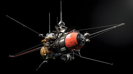 Aufkleber - A sophisticated spacecraft equipped with harpoons skillfully retrieving and collecting space debris