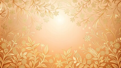 Soft peach and gold ombre background with delicate floral patterns and intricate leaf details, peach, floral, bohemian