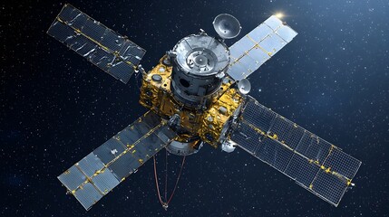 Aufkleber - A space cleaning satellite equipped with tethers deployed to capture and remove floating fragments and debris from Earth s orbit promoting sustainability and the responsible of the cosmos