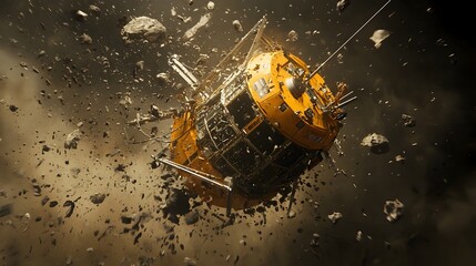 Aufkleber - Advanced spacecraft utilizing harpoon technology to capture and remove floating debris from Earth s orbit