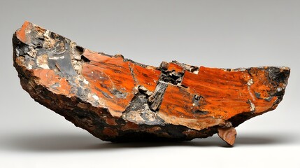 Poster - An angled fragment of petrified wood displayed showcasing the intricate natural geological texture and patterns of this ancient fossilized material