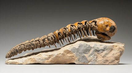 Aufkleber - Detailed close up of an ancient fossilized crinoid stem section showcasing its captivating natural patterns and intricate segmented structure