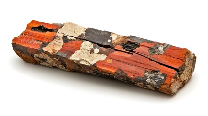 Poster - Angled fragment of petrified wood displayed showcasing its unique texture intricate patterns and geological history dating back millions of years