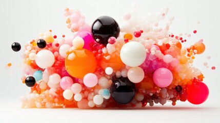 Aufkleber - An explosion of colorful bubbles in vivid motion, displaying vibrant hues and textures, symbolizing creativity, joy, and dynamic expressions in abstract art.