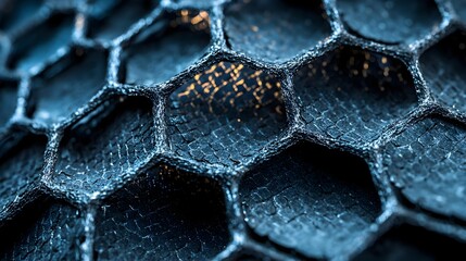 Poster - Detailed close up view of a graphene sheet showcasing the intricate hexagonal honeycomb molecular structure highlighting the material s advanced technological and scientific applications