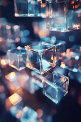 Poster - Abstract Blockchain Technology Concept in 3D Visualization