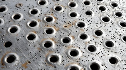 Aufkleber - Detailed view of perforated aluminum sheets used in the construction of ventilation systems for buildings and industrial facilities