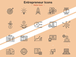 Wall Mural - Icons portraying various entrepreneurship elements like startup ideas and innovation