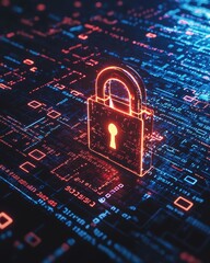 Poster - Digital Lock with Cybersecurity Concept Background