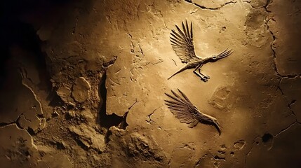 Aufkleber - Exquisitely Preserved Archaeopteryx Fossil Showcasing Distinct Feather Imprints Providing Invaluable Insights into the Evolutionary Transition Between Dinosaurs and Birds