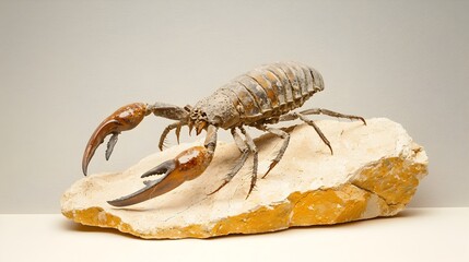 Poster - Fossilized full body specimen of an ancient Eurypterid a prehistoric sea scorpion displayed in a natural history museum exhibit