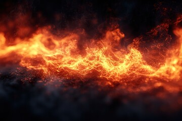 Poster - Abstract Background of Orange Flames and Smoke on Black