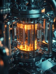 Poster - Glowing Quantum Processor in Futuristic Design
