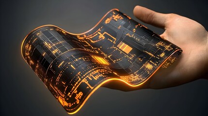 Poster - Graphene based flexible electronics seamlessly bending and folding showcasing the innovative capabilities of advanced materials and future forward technology