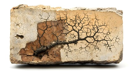 Aufkleber - Highly detailed close up view of a fossilized crinoid stem section showcasing the intricate segmented structure and patterns of this ancient marine invertebrate organism