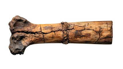 Poster - Horizontally positioned fossil of a large sauropod dinosaur femur bone in a paleontological setting used for scientific research educational displays and geological study of prehistoric life