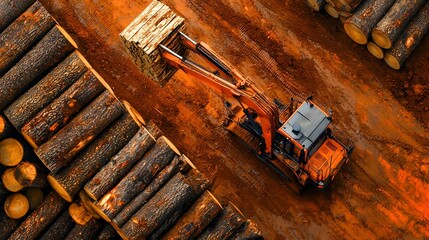 Poster - Industrial scene of logging equipment and machines processing raw timber logs into thin veneer sheets for use in plywood production  Wooden materials manufacturing machinery and factory environment