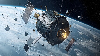 Aufkleber - Innovative Satellite Equipped with Advanced Net Systems Designed to Capture and Remove Hazardous Space Debris Promoting Sustainability and Safety in Outer Space