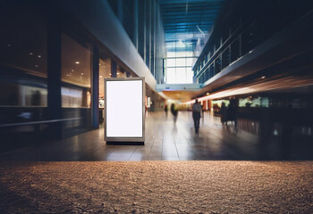 Aufkleber - A blank billboard stands in a modern building's hallway, showcasing its advertising potential.