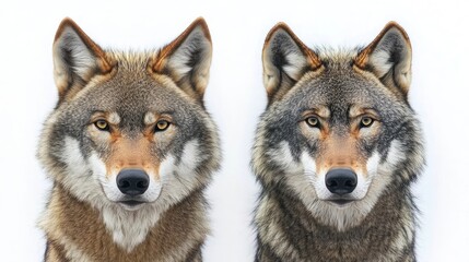 Poster - Two Wolves Showcasing Unique Faces and Fur Patterns Generative AI