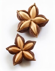 Two star-shaped nuts on white background